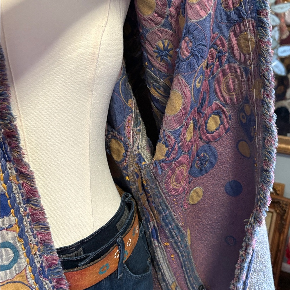 Colorful Patterned Open Front Jacket - image 8